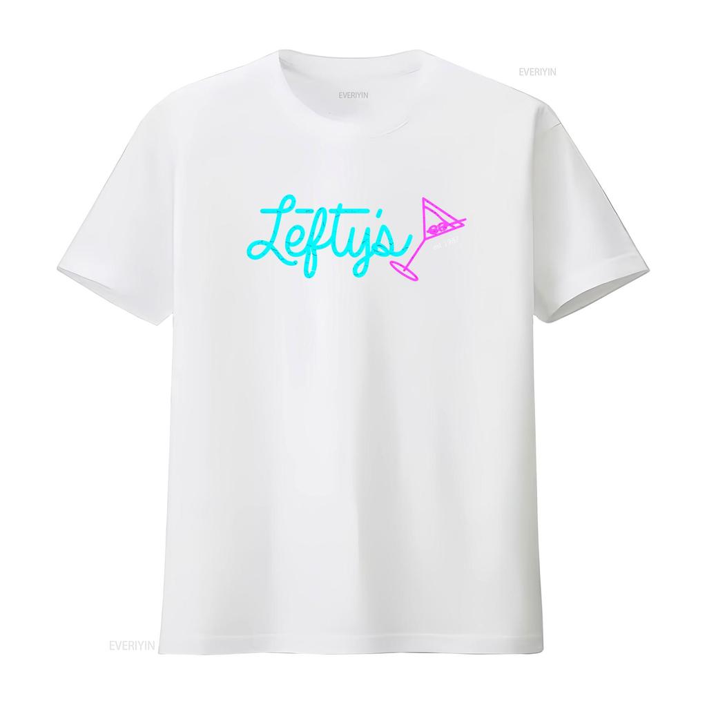 Leftys Bar T Shirt Logo Leisure Symbol Suit Sign Game Larry Games Gaming 1987 Est vintage Washed Soft streetwear Slightly