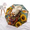 1 PC Automatic Folding Umbrella - Cow with Sunflowers Pattern, Portable & Foldable Design with 8 Ribs, Christmas Birthday Gifts