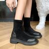 Fashion Booties Round Toe Female Short Shoes Chunky Combat Platform Women's Ankle Boots Punk Style Suede Y2k Sale on Offer Promotion Pu