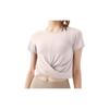 [Yomoment] Women's Yoga Wear, Twisted Hem, Round Neck, No Cups, Quick-Drying, Sweat-Wicking, Pilates Wear, Stretch, Sports T-Shirt, Cropped Plain