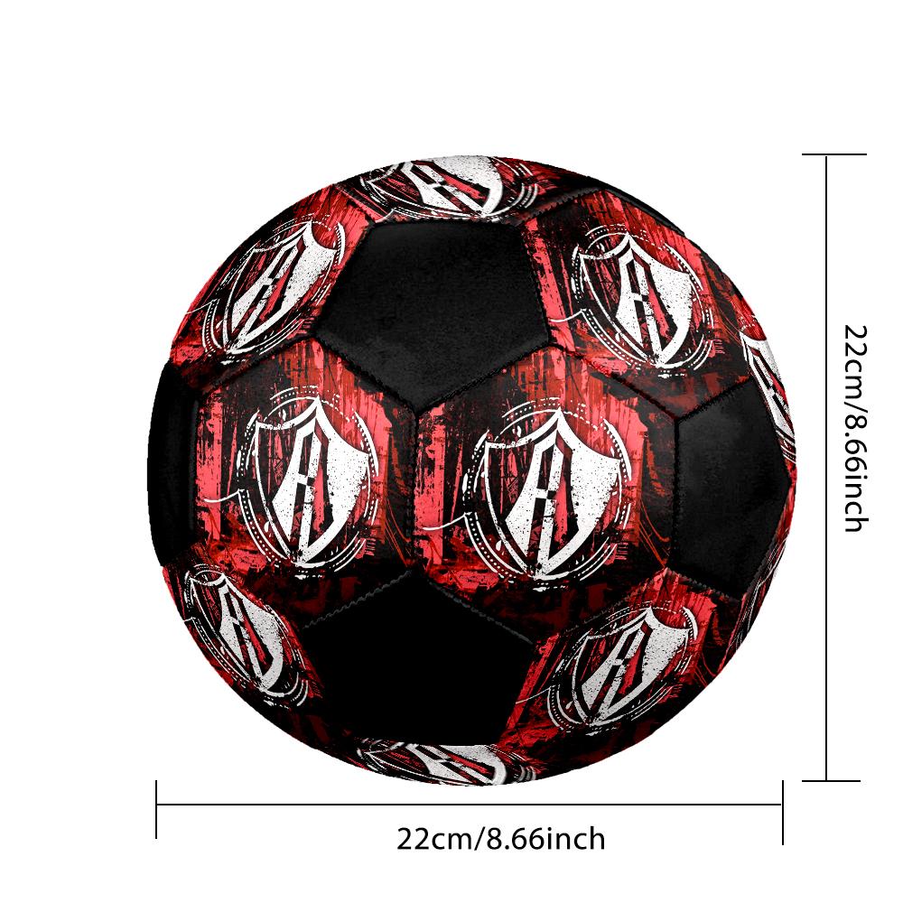 SIZE 5 Atlas Football Club (Black & Red Background) Soccer Ball Colorful All Ages Machine Stitched PVC Competition Ready Durable High-Bounce