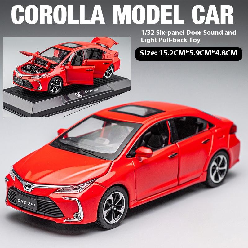 1/32 Alloy Die-cast Toyota Corolla Car Model Simulation Sound and Light Pull Children's Toy Car Collections for Boys' Birthday Gifts