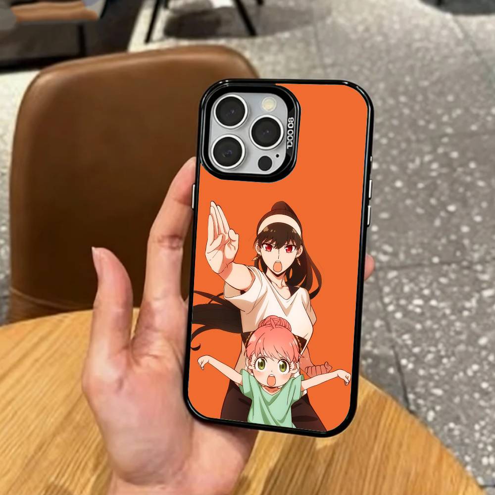 Anya F-Forger Spy x Family Phone Case For iPhone17,16,15,14,13,12,11 Plus,Pro Max Colored Silver Plated Inside Cover