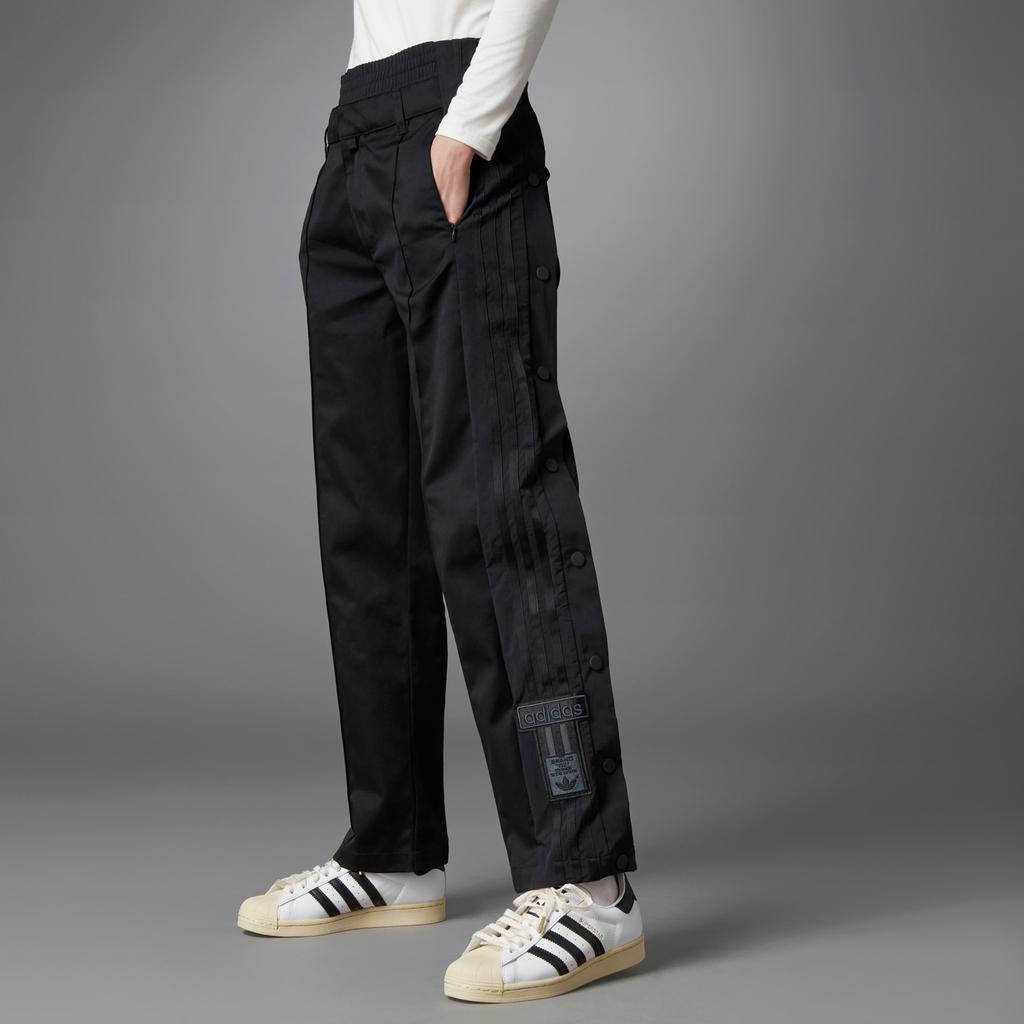 Adidas Originals Trefoil Patchwork Side Open Button Retro Sports Long Pants Casual Pants Women Bottoms Black H22761