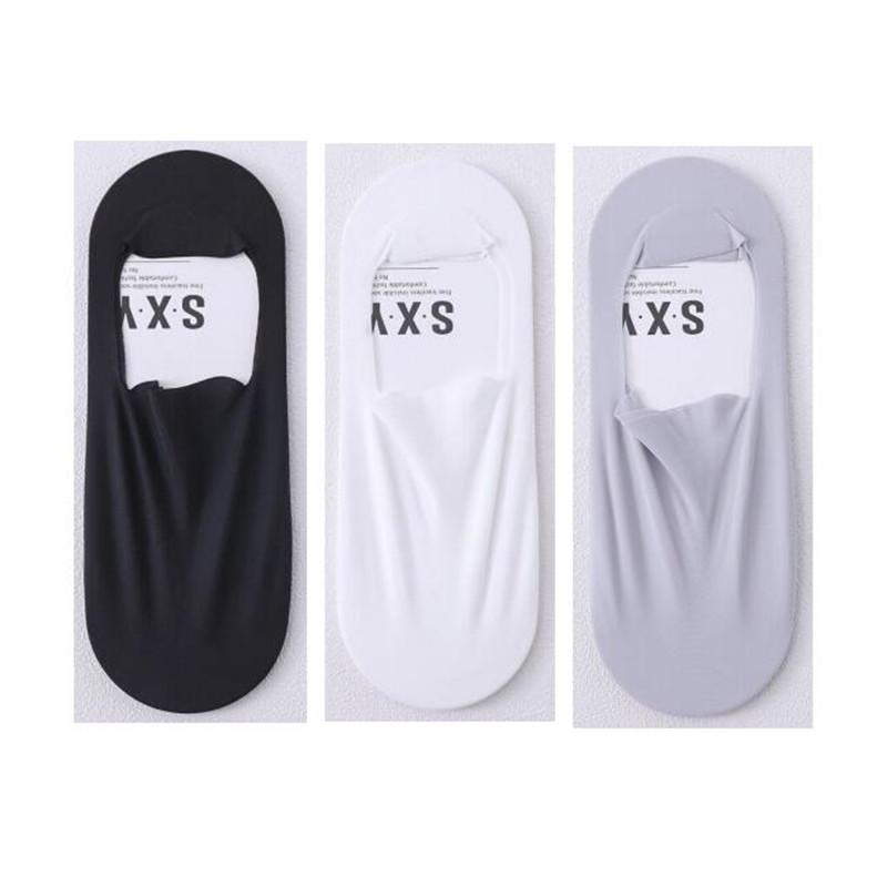 6 Pcs=3 Pairs Ultra-thin Men's Summer Ice Silk Boat Socks Male Shallow Mouth Silicone Invisible Socks Cotton Bottom