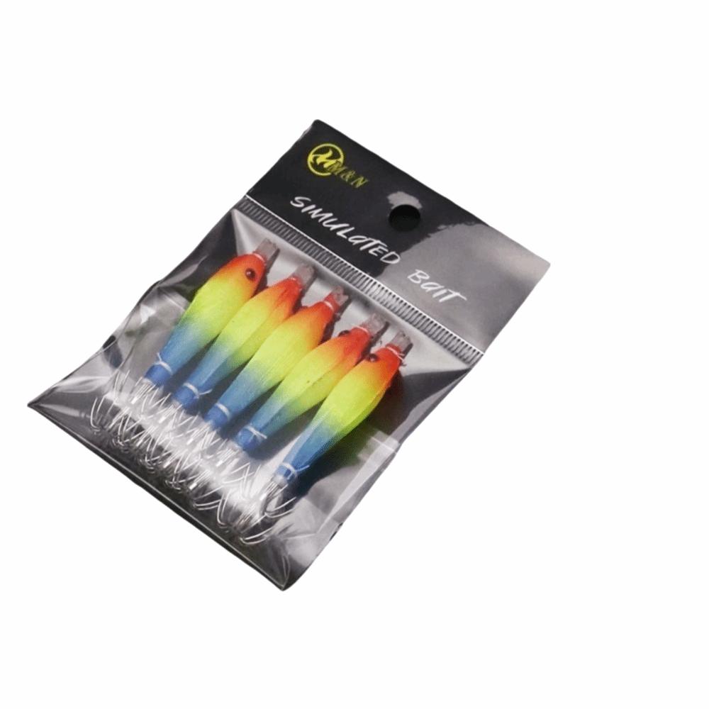 5pcs/bag Luminous UV Wood Shrimp Bait Blowing Tube Pesca Fishing Hook  Freshwater Fishing