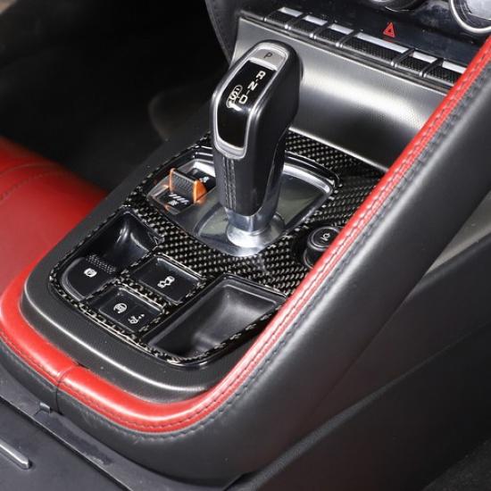 Carbon Fiber Center Console Trim Cover Sticker Fit For Jaguar F-TYPE 2013-
