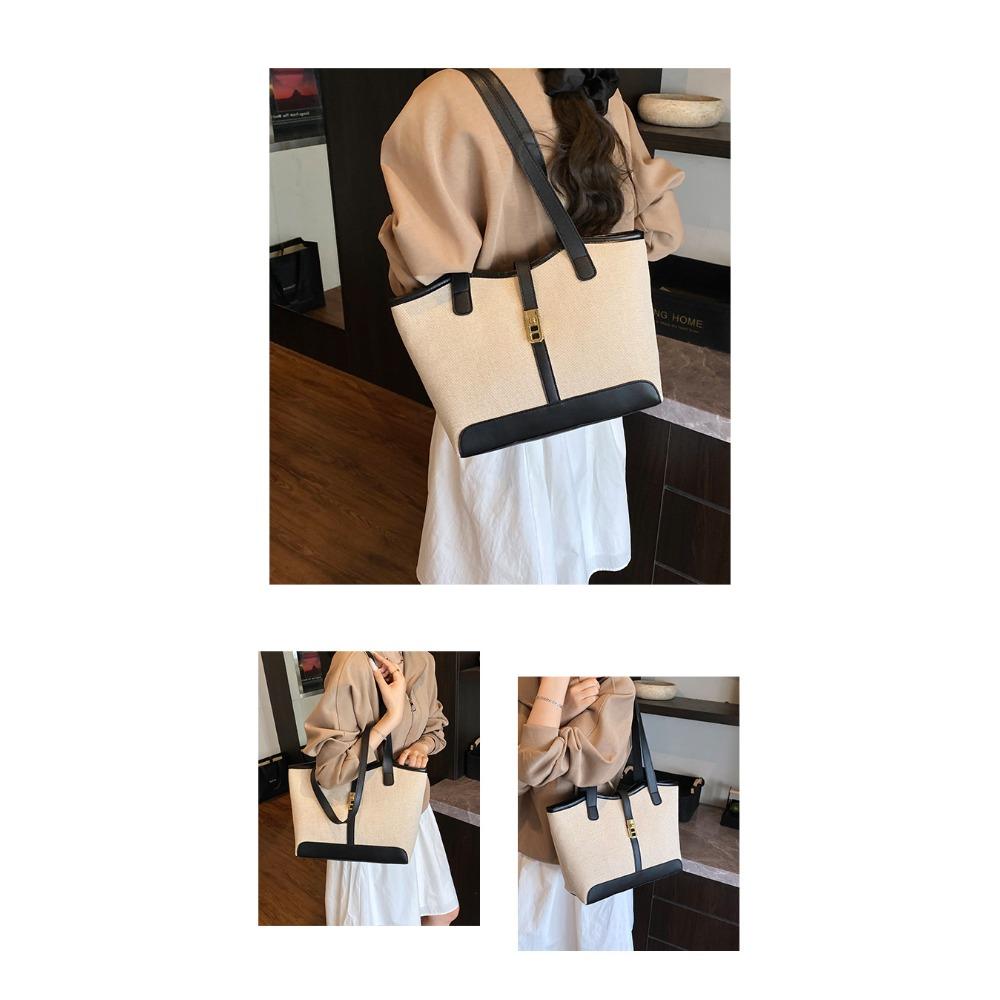 Women’s New Casual Retro Large-Capacity Commuter Shoulder Bag Color Block Armpit Tote Bag