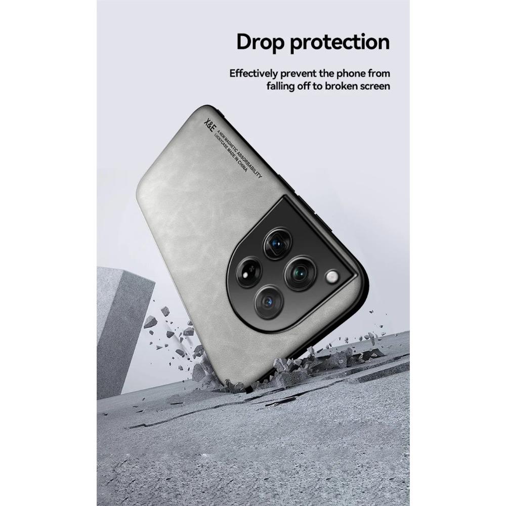 Luxury Shockproof Case for OnePlus 12 12R Protective Cover Built-in Magnetic Car Holder Protection Phone Textured Business Full Protection