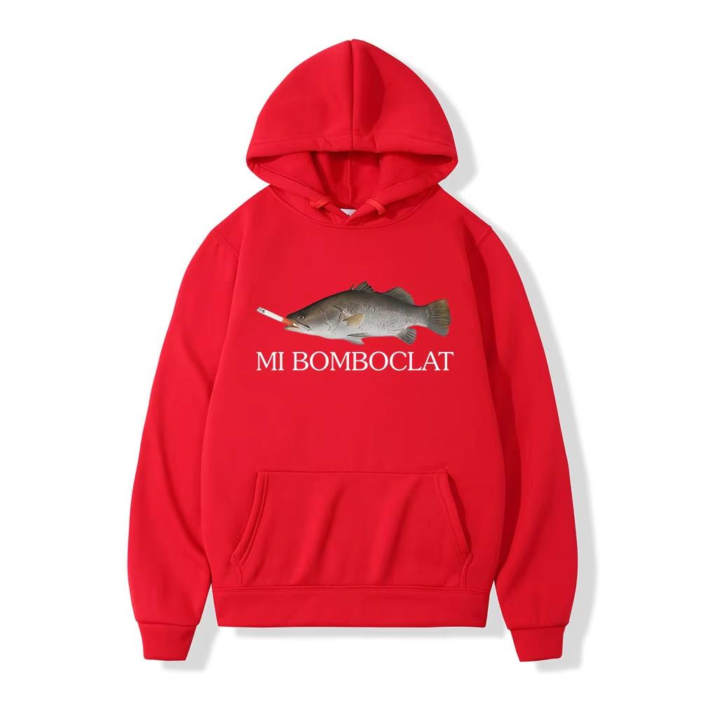 Funny Bomboclat Fish Smoking Meme Hoodies Men Women Clothing Pullovers Fashion Hip Hop Oversized Hoodie Casual 2026 Comfortable Breathable