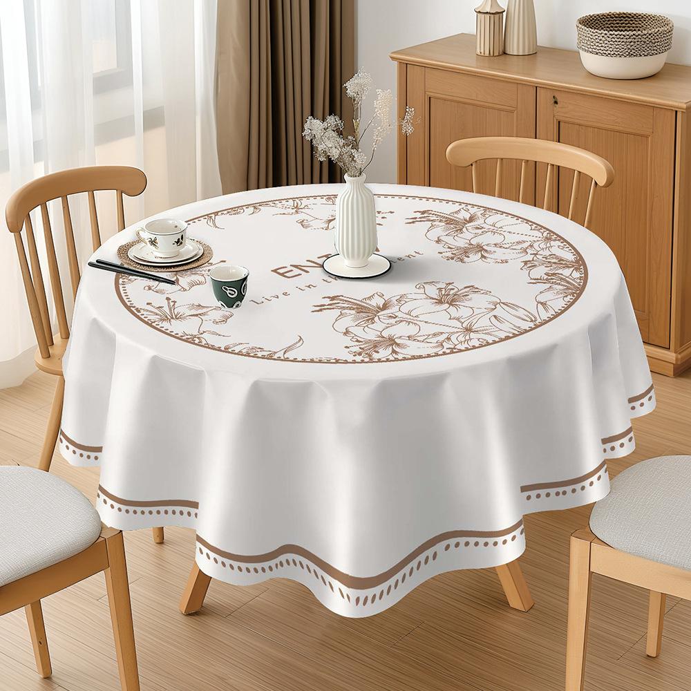 1PC New Simple Style Round Table Cloth Waterproof Oil-proof Anti-scalding Wash-Free PVC Table Cloth Scratch-resistant Durable