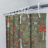 Green Mushroom Bath Mat Creative Mushroom Shower Curtain With Leaf Design For Bathroom Decor In Green Red Colors |