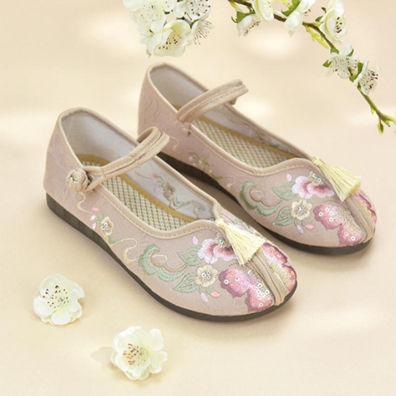 

Старинная Пекинская матерчатая обувь, вышивка в старинном стиле, неглубокий вырез, дышащая, универсальная повседневная обувь, вышитая обувь в этническом стиле 38 шампанского