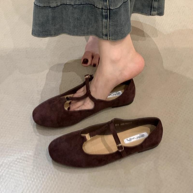 

Fashion SUOJIALUN 2025 Autumn New Brand Women Mary Jane Shoes Round Toe Shallow Slip On Ladies Casual Boat Shoes Soft Flat Heel Shoes 35 фиолетовый