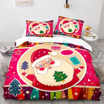Frohe Weihnachten King Queen Bettbezug Rot Weihnachtsmann Thema Bettwäscheset Für Kinder Teenager Erwachsene Frohes Neues Jahr Weicher Bettdeckenbezug