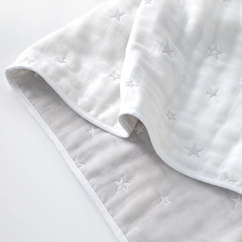 10mois Fluffy Gauze LL 140 x 200 cm (6-Layer Gauze) Blanket, 100% Cotton, Silver, Size,