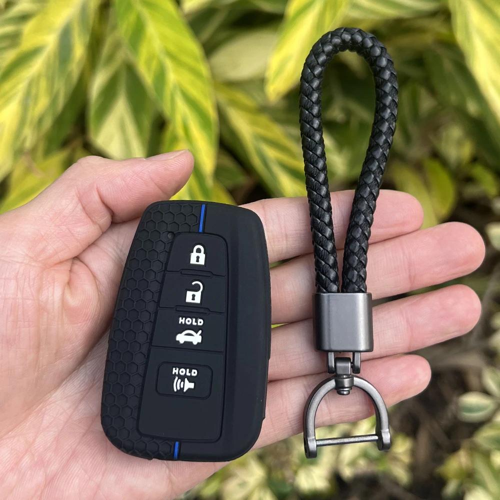 Silicone Car Key Case Holder Shell Soft Remote Cover Protector for Toyota Rav4 Corolla Camry Avalon Accessories Keychain Bag Set