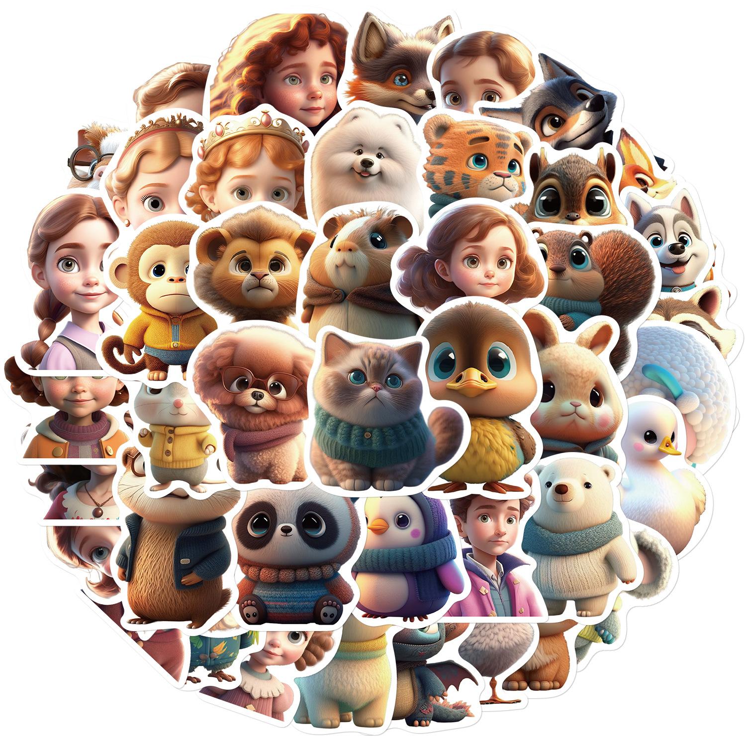 

50 Наклеек в стиле Pixar с граффити животных, для гитары, ноутбука, чемодана, сделай сам, водонепроницаемые