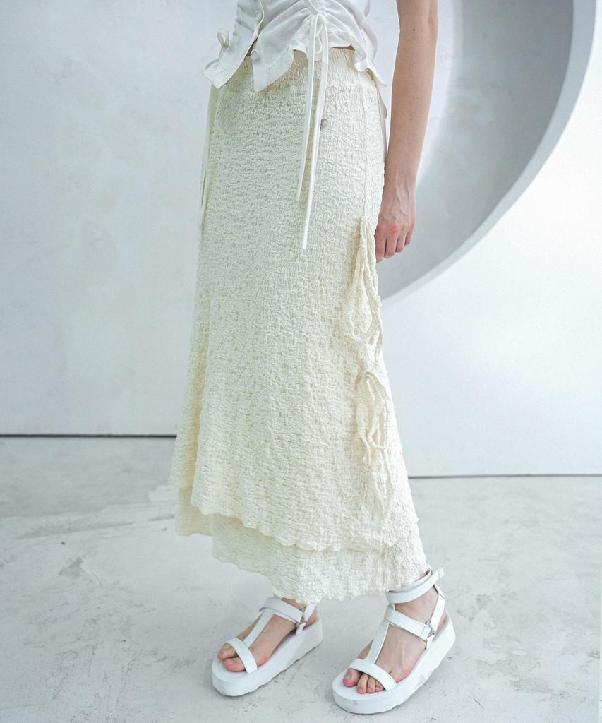 Viva Sers Ribbon Shell Layered Long Skirt - 2Col
