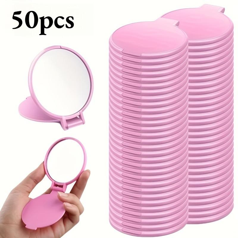 

50pcs Portable Mini Folding Makeup Mirrors - Battery-Free 2.75x2.44inch Black Pink , Travel Grooming Mirror for Skincare Tools розовый