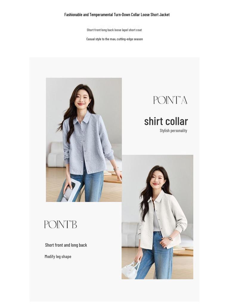 Mom's Chic Lapel Short Coat for Women: Slim-Fit Petite Korean Style for Middle-Aged Spring & Autumn.