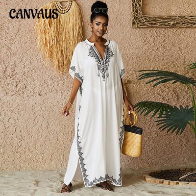 Zomer Dames Plus Size Strand Cover Up Geborduurde Vakantie Zonbescherming Bikini Cover Up