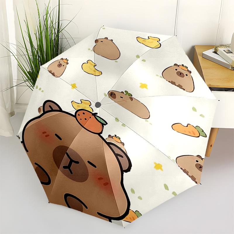 Capybara Themed Travel Umbrella-8 Ribs Automatic Opening and Closing, Portable Folding Design, Compact and Stylish Umbrella Suitable for Out