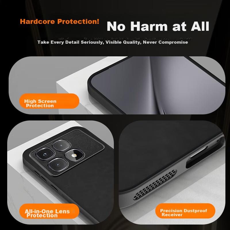 HotFire Phone Case for Xiaomi Redmi K70 Ultra, Upgraded Skin-Like Matte Lens Full Protection Silicone Cover - Midnight Black