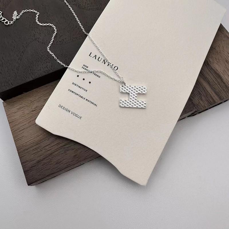 S990 Letter H Pendant Necklace Women Double-Sided Light Luxury Versatile Clavicle Chain