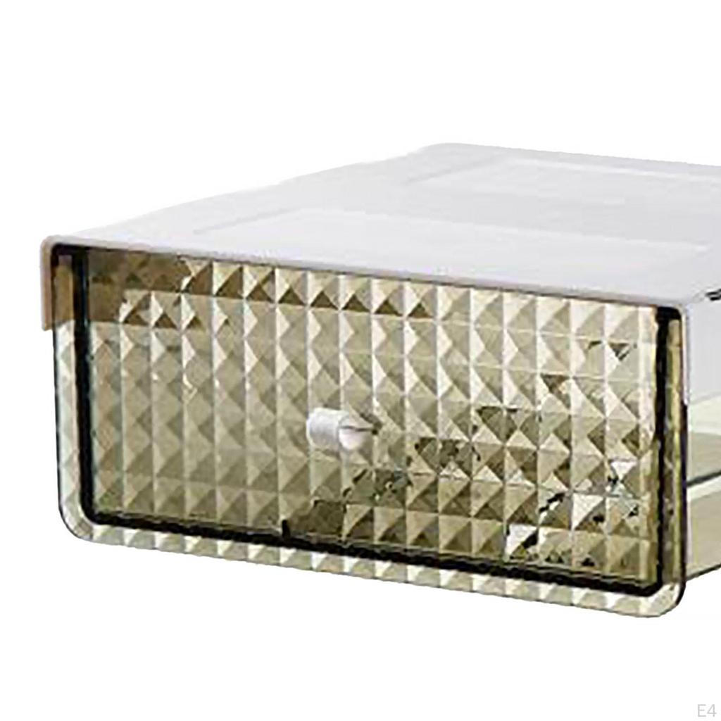 Organisateur de tiroir sous le bureau, boîte à mouchoirs polyvalente avec fonction transparente et 2 compartiments pour