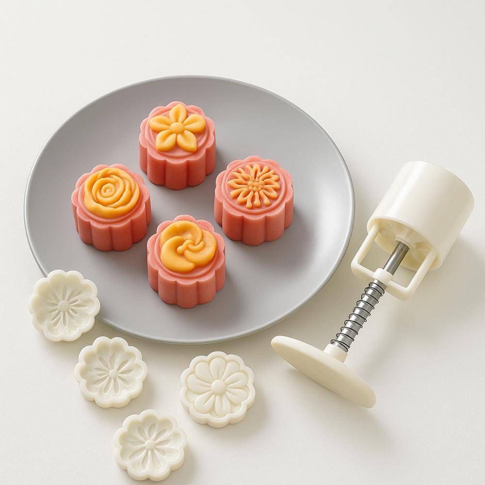 Flower-shaped Cookie Stamp Mould 3D Pastry Making Tools Bakeware Mooncake Mold  Kitchen DIY