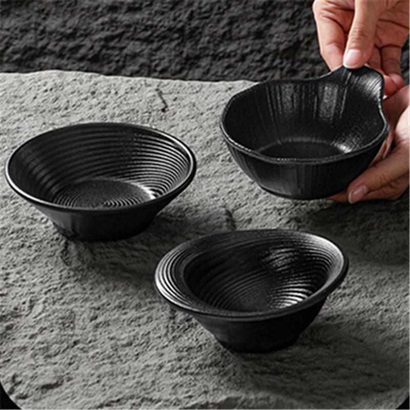 Hot Pot Melamin-Soßenschalen, Dip-Soja-Essig-Soßenschalen, Schwarz, Restaurant, kleine Suppenschüssel, Kochgeschirr, Haushaltswaren, Küche
