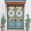 Ornamenti per porta d'ingresso con piume bianche di Natale, decorazione per atmosfera di festa, ghirlanda