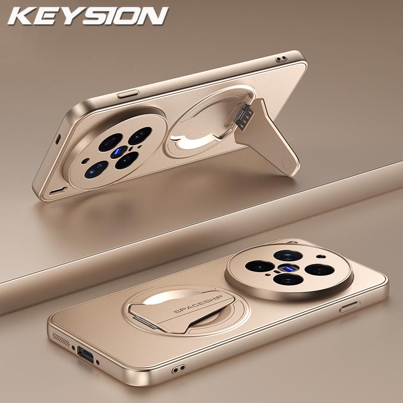 KEYSION Magnetische Handyhülle für VIVO X300 Pro 5G Metalllack Silikon+PC Aufstellbarer Ständer Stoßfeste Hülle für VIVO X300 Pro