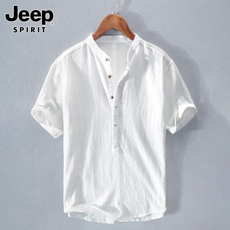 

Мужская хлопково-льняная рубашка с коротким рукавом JEEP SPIRIT L