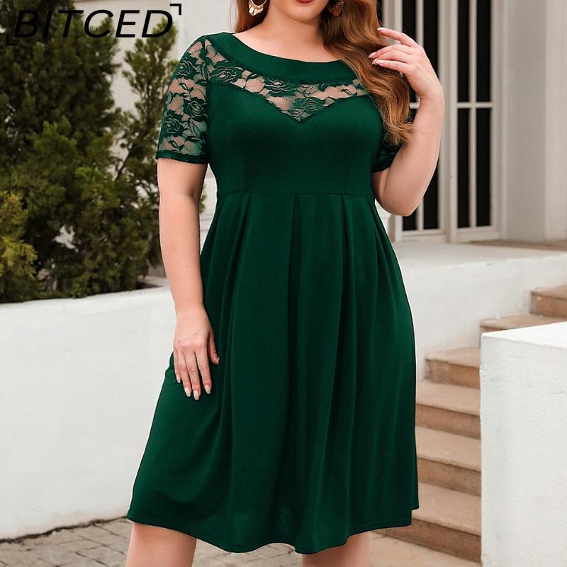 BITCED Lace Cutout Casual Loose Dress Vacation & Commute Dress Plus Size Women's Apparel