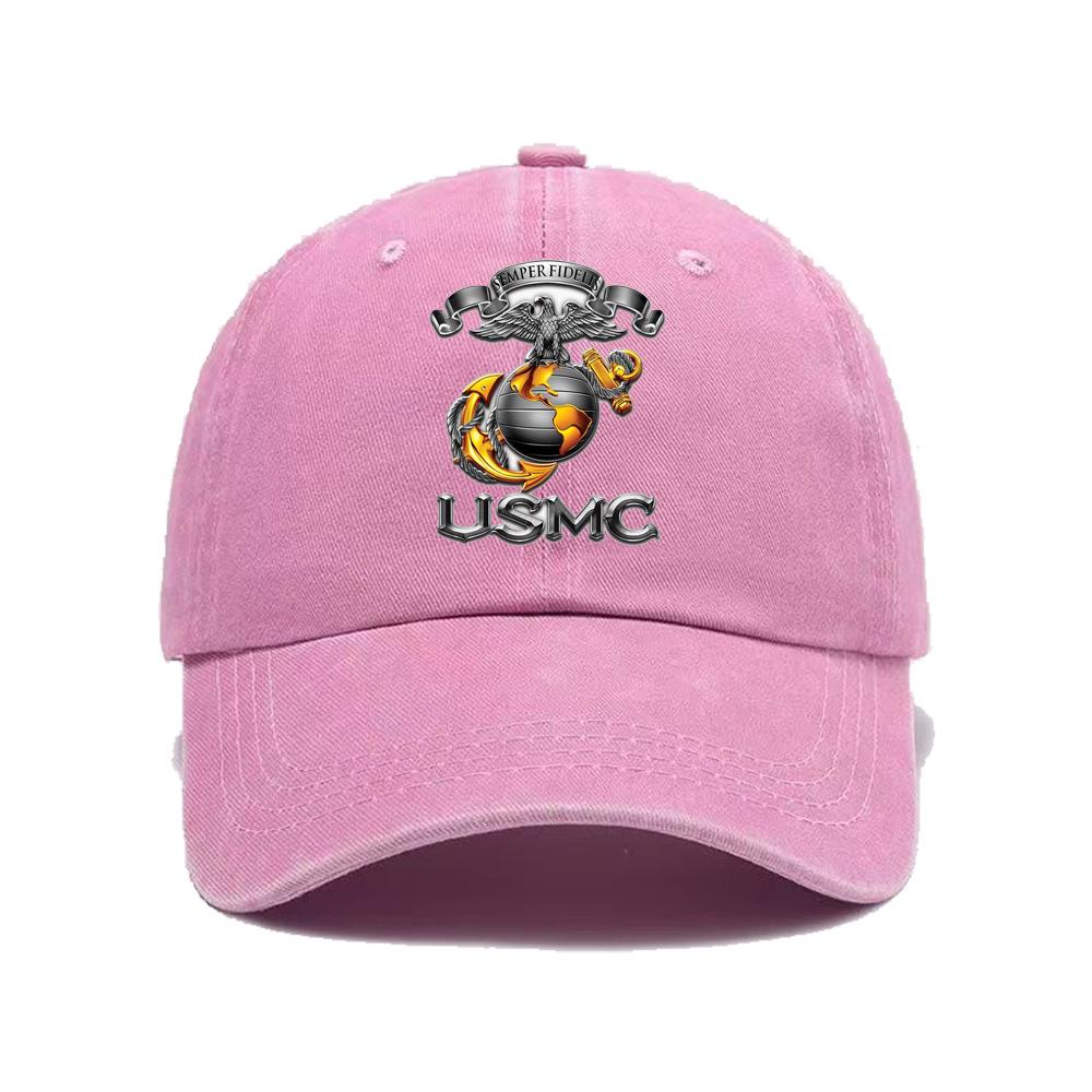 Leisure Multifunctional Usmc Printed Washed Baseball Cap, Suitable For Golf, Casual Wear, And Outdoor Activities, Neutral Golf