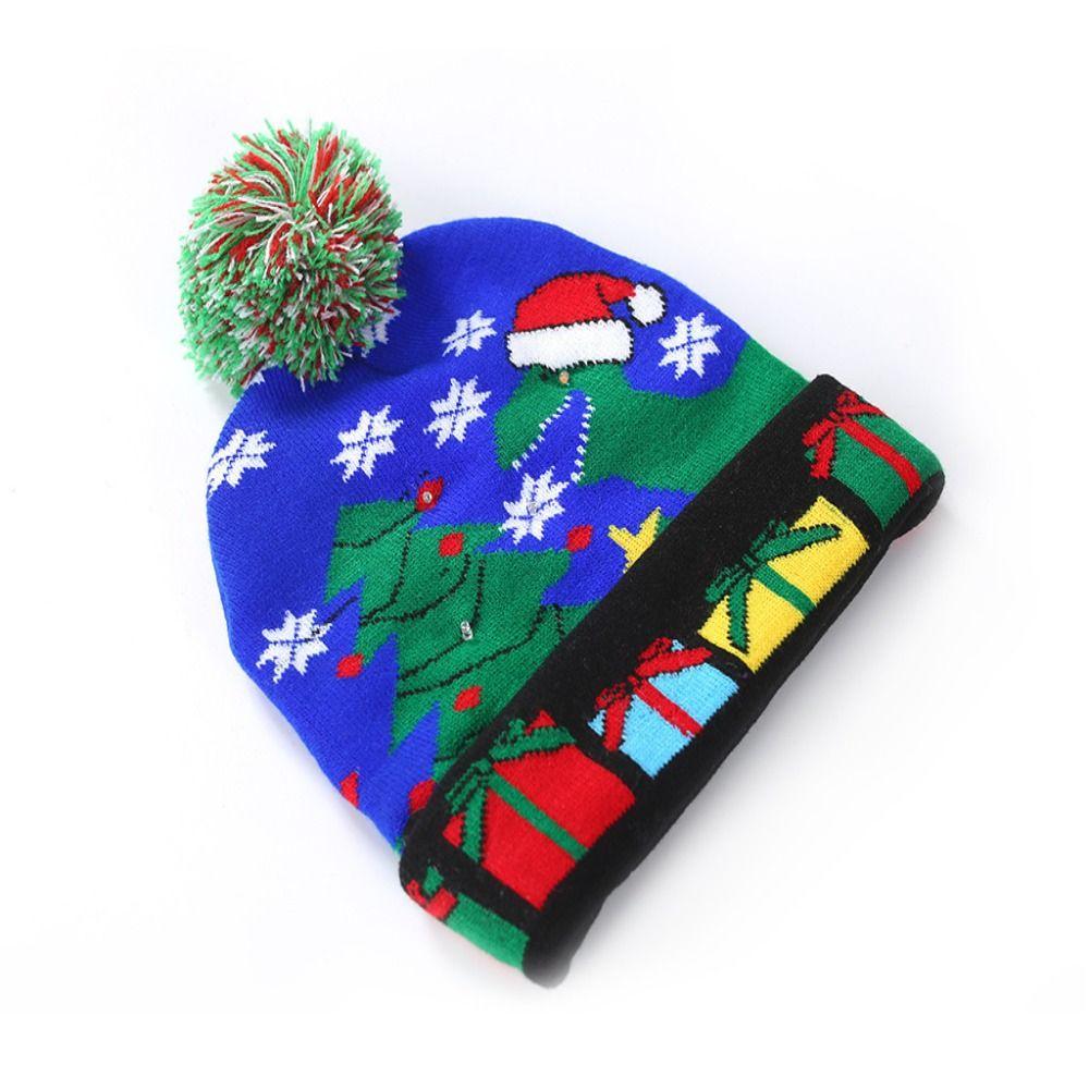 Santa Claus Christmas Hat Warm Christmas Knitted Hat Gifts Christmas LED Light Knitted Hat Home