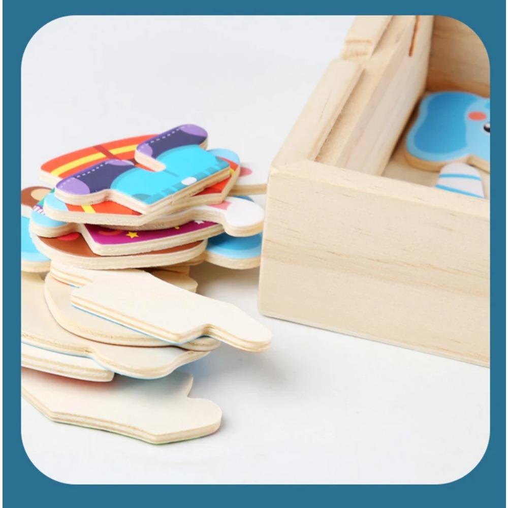 Elephant Bear Change Clothes Children's Early Education Wooden Jigsaw Puzzle Dressing Game Baby Puzzle Toys for Children Gift