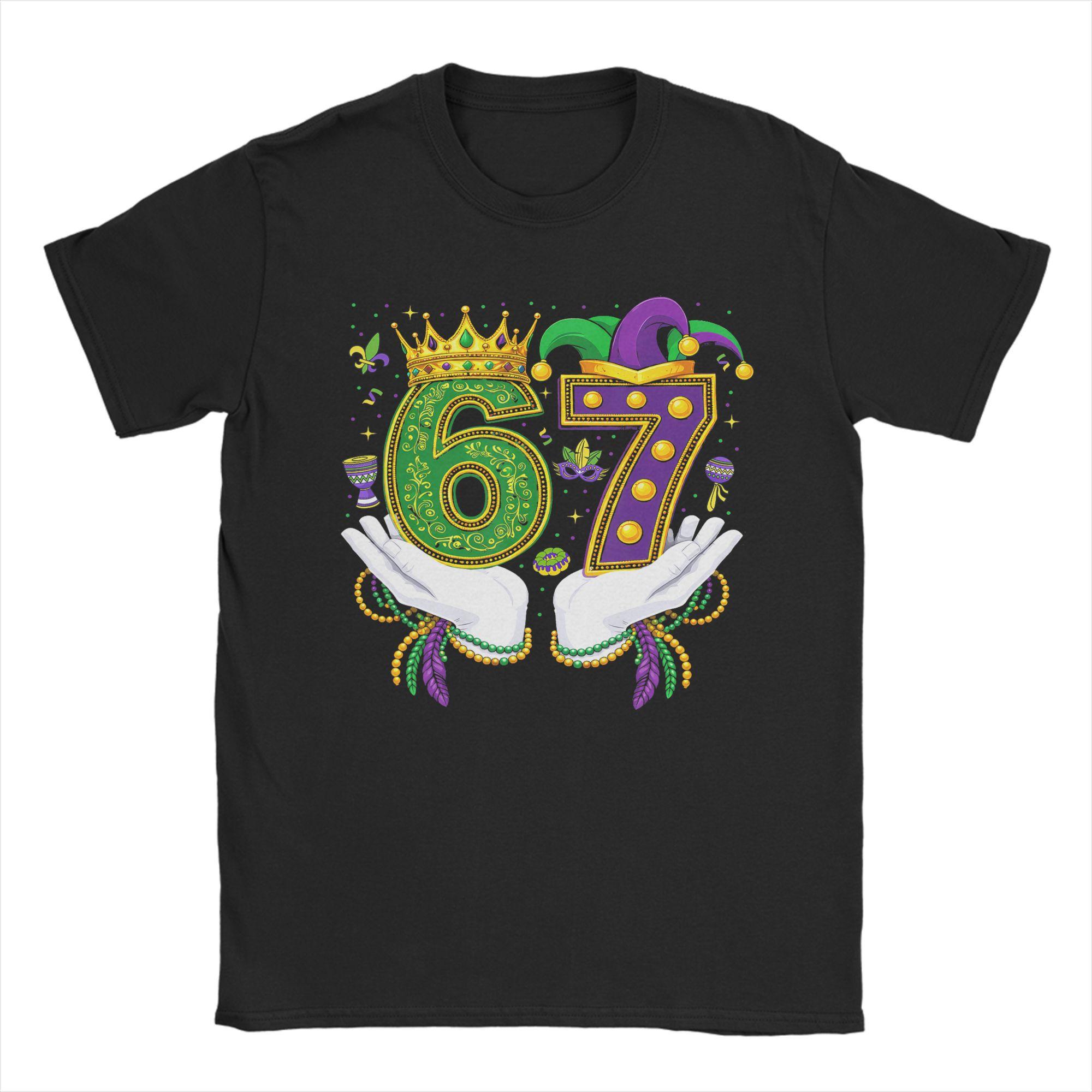 Unisex TShirts Mardi Gras Funny Six Seven Hipster Pure Cotton Tee Shirt Short Sleeve T Shirt Round Collar Tops Adult S