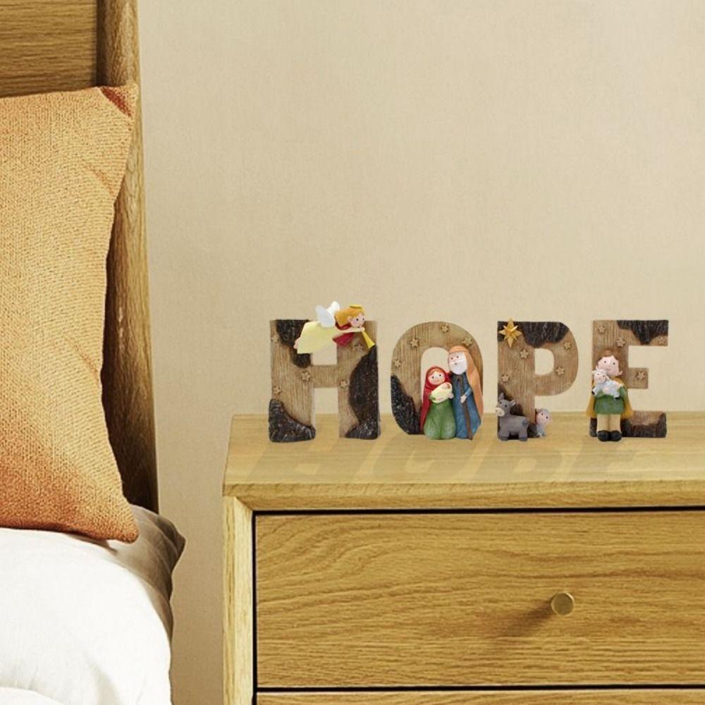 

4Pcs/set Resin Craft Small Figures Statue Durable Nativity Figure Christmas 4Pcs/set