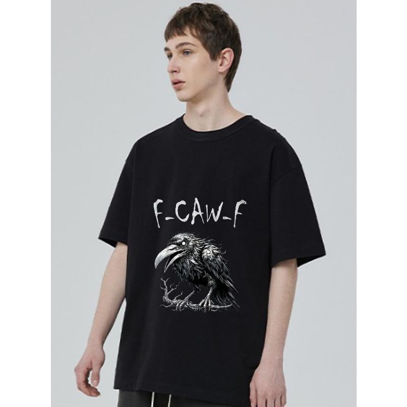 Übergroßes T-Shirt Schwarz F Caw F Rabe Grafikdruck Lässig Streetwear Oberteil für Männer und Frauen