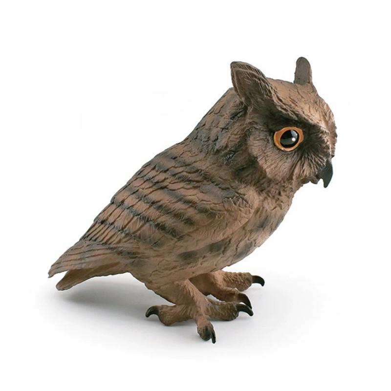 Childrens Animal Model Decor With Realistic Plastic Owl Bird Figurine For Educational Display коричневый