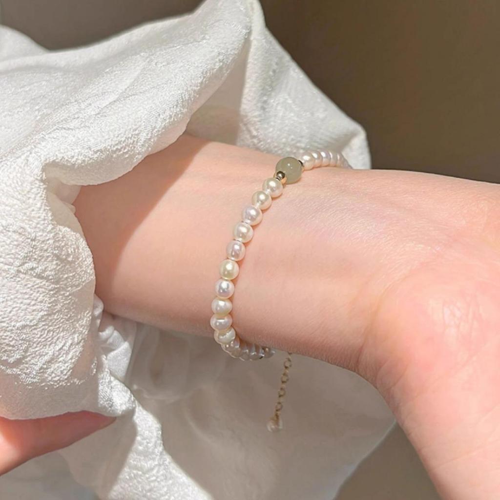 Hetian Jade Shi Jia Pearl Women's High-End Versatile Chinese Style Bracelet