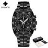 WWOOR Military Watch Men Chronograph Sports Watch For Men Luxury Square Stainless steel Quartz Waterproof Wristwatch Male Clock
