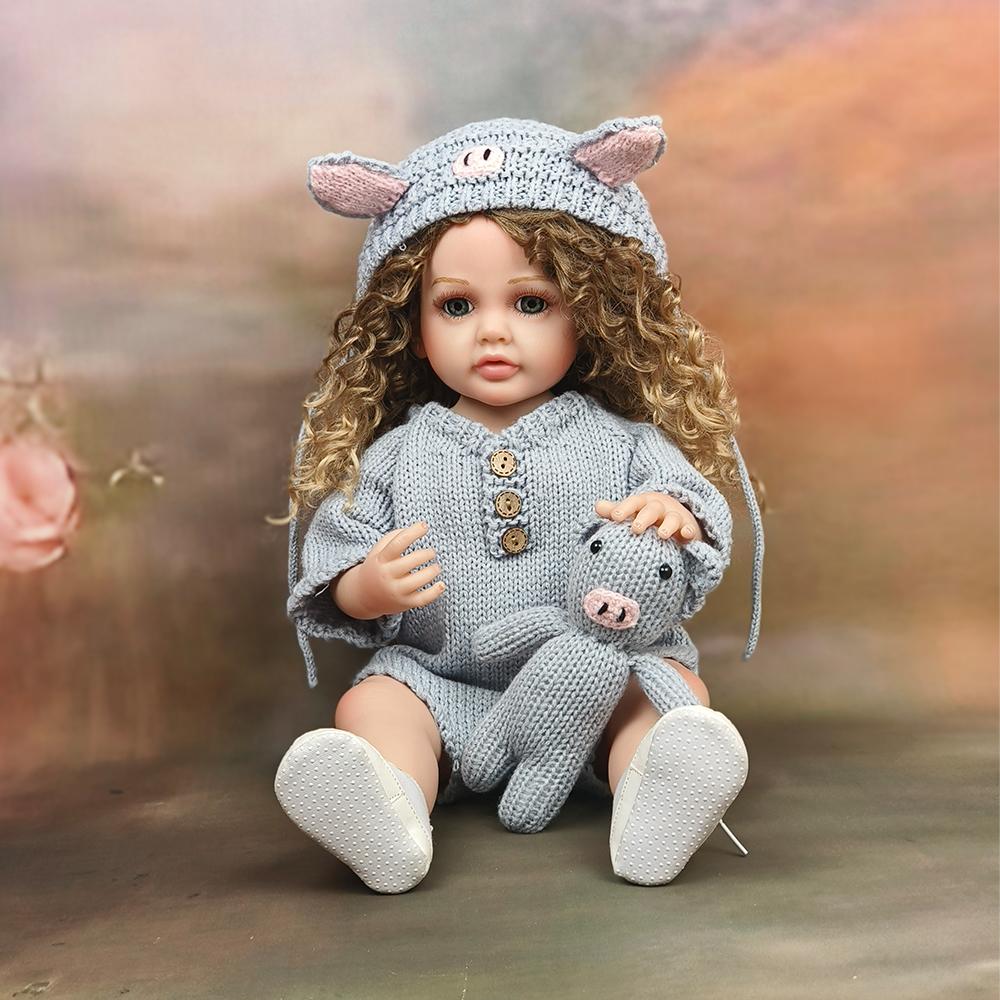 

55 см Reborn Baby Princess, мягкие силиконовые куклы всего тела, гибкие, мягкие на ощупь, вьющиеся волосы, модная кукла для девочек, подарочная игрушка 55cm