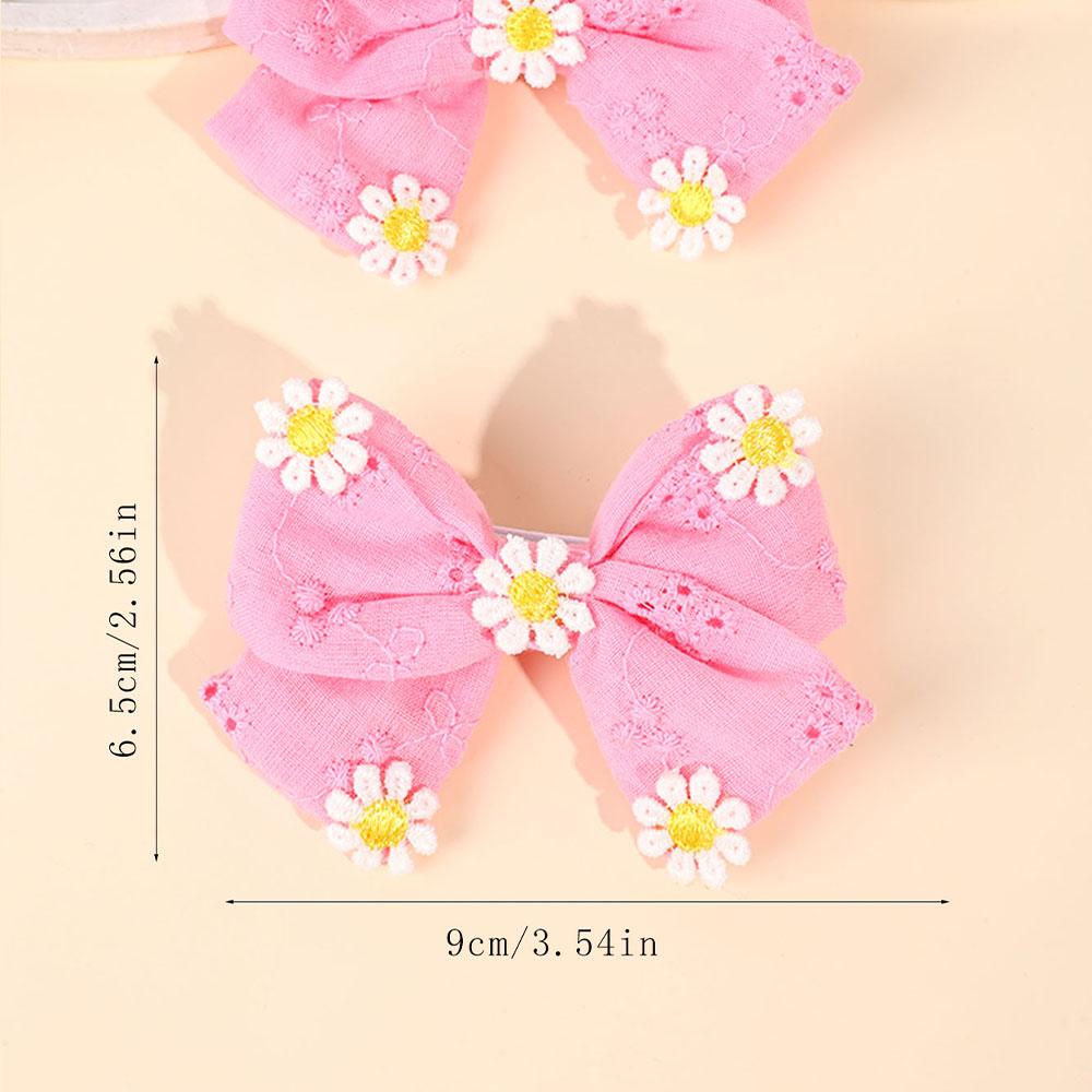 2 Stück Rosa Blume Haarspange Süß Handgemacht 100% Baumwolle Schleife Floral Schleife Haarnadel Für Mädchen Kinder Baby Accessoires Kinder Kopfbedeckung