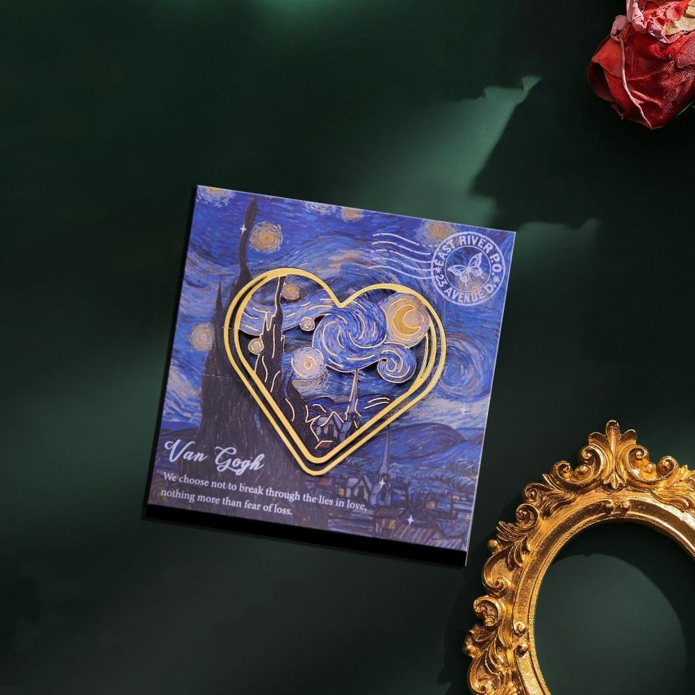 

Lover Heart Van Gogh Oil Painting Bookmark Metal Hollow Flower Bookmarks Book Clip Gifts for Book Lovers Students Writers Reader звезда