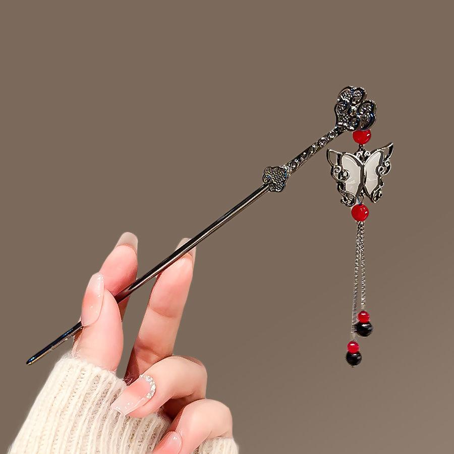 Classic Hair Stick Peach-blossomhair Chopsticks Gold Plated Prong Updo Chignon Hairpin For Women Chinese Hanfu Hair Accessories