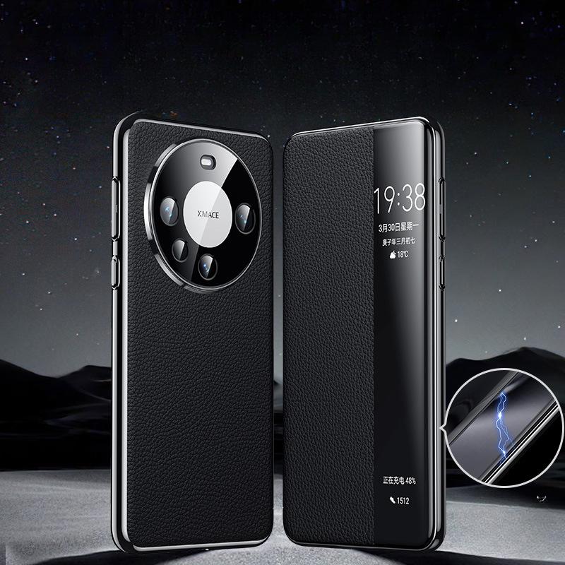 Suitable for Huawei Mate60pro Mobile Phone Case Magnetically Absorbed Smart Window M60 Full-inclusive Anti-fall High-end Business Leather Case